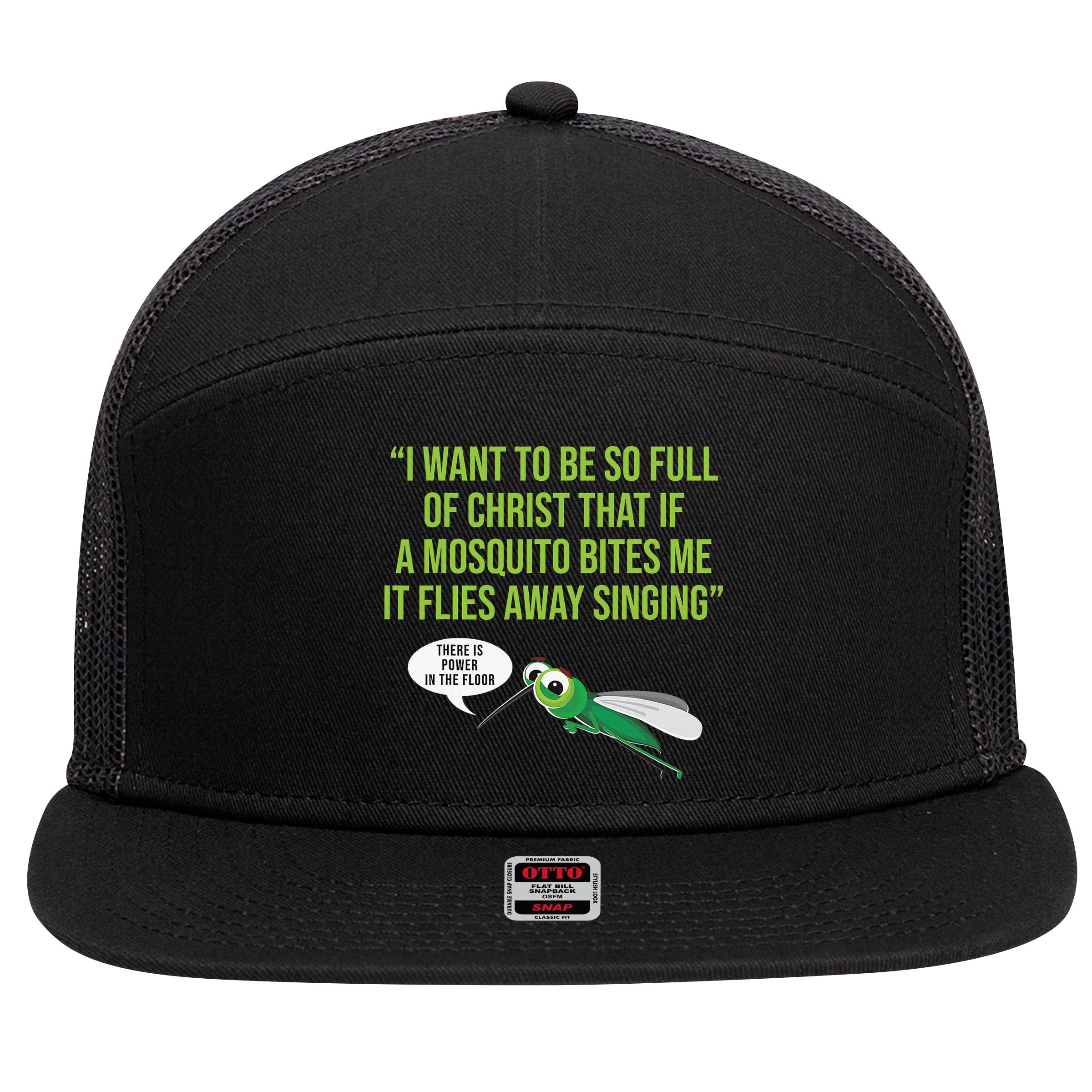 Christian Mosquito Funny Gag Jokes Religious Christian  7 Panel Mesh Trucker Snapback Hat