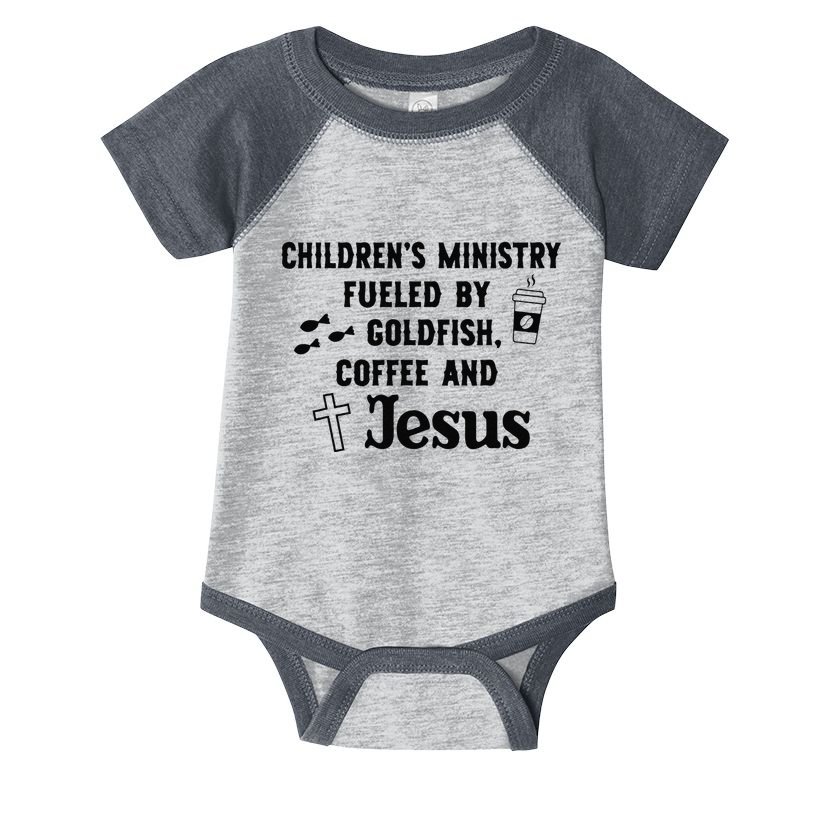 ChildrenS Ministry Fueled By Goldfish Coffee And Jesus .Png Infant Baby Jersey Bodysuit