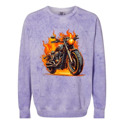 Cool Motorbike Flames And Burning Colorblast Crewneck Sweatshirt