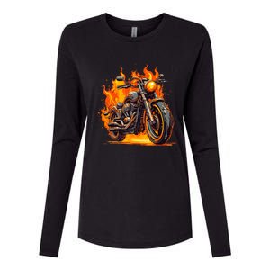 Cool Motorbike Flames And Burning Womens Cotton Relaxed Long Sleeve T-Shirt