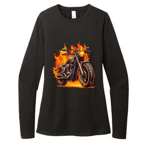 Cool Motorbike Flames And Burning Womens CVC Long Sleeve Shirt