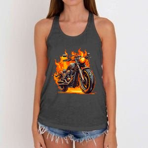 Cool Motorbike Flames And Burning Women's Knotted Racerback Tank