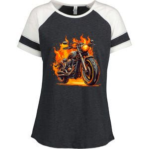 Cool Motorbike Flames And Burning Enza Ladies Jersey Colorblock Tee