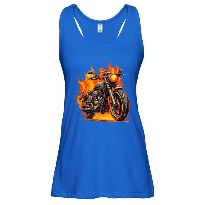 Cool Motorbike Flames And Burning Ladies Essential Flowy Tank