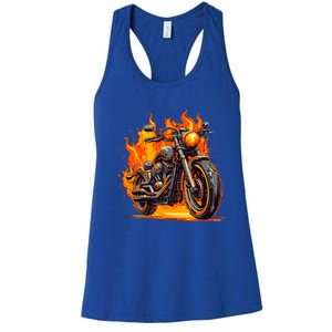 Cool Motorbike Flames And Burning Women's Racerback Tank