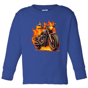 Cool Motorbike Flames And Burning Toddler Long Sleeve Shirt