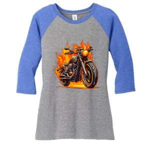 Cool Motorbike Flames And Burning Women's Tri-Blend 3/4-Sleeve Raglan Shirt