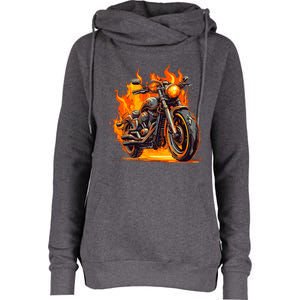 Cool Motorbike Flames And Burning Womens Funnel Neck Pullover Hood