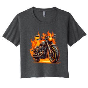 Cool Motorbike Flames And Burning Women's Crop Top Tee