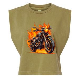 Cool Motorbike Flames And Burning Garment-Dyed Women's Muscle Tee