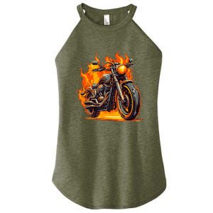 Cool Motorbike Flames And Burning Women's Perfect Tri Rocker Tank