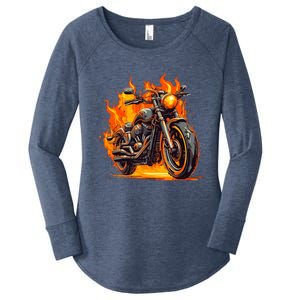 Cool Motorbike Flames And Burning Women's Perfect Tri Tunic Long Sleeve Shirt