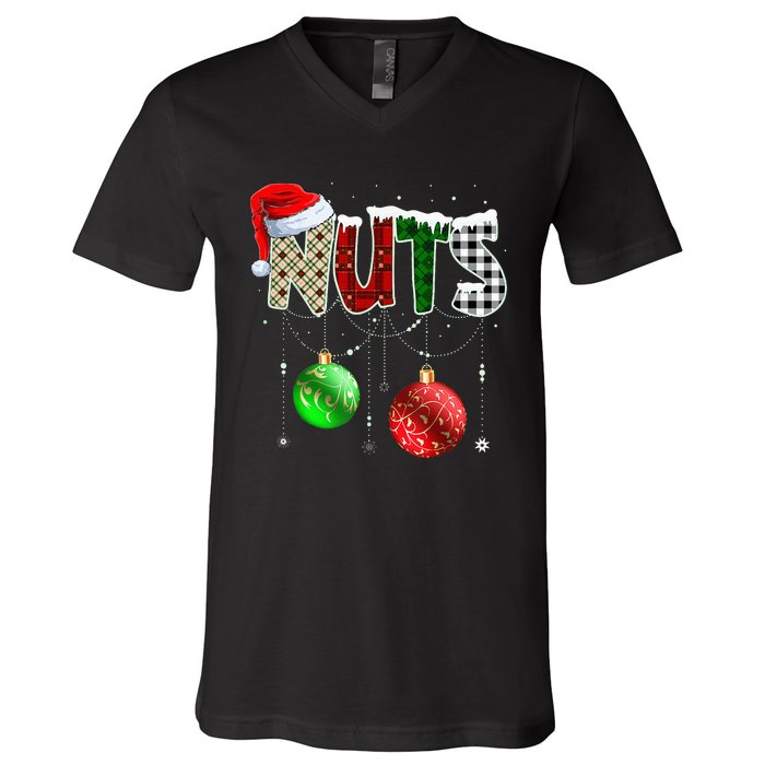 Chestnuts Matching Family Funny Chest Nuts Christmas Couples V-Neck T-Shirt