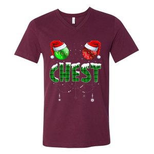 Chestnuts Matching Family Funny Chest Nuts Christmas Couples V-Neck T-Shirt