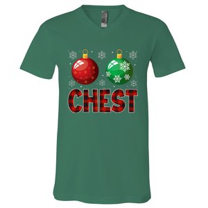 Chestnuts Matching Family Funny Chest Nuts Christmas Couples V-Neck T-Shirt