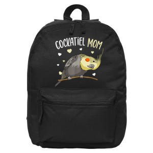 Cockatiel Mom Funny Bird Lover Women 16 in Basic Backpack