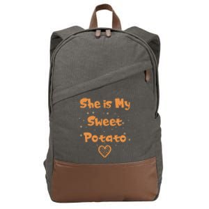 Couples Matching Funny Gift I Yam Matches She Is My Sweet Potato Cool Gift Cotton Canvas Backpack