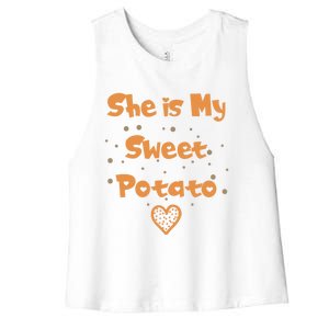 Couples Matching Funny Gift I Yam Matches She Is My Sweet Potato Cool Gift Women's Racerback Cropped Tank