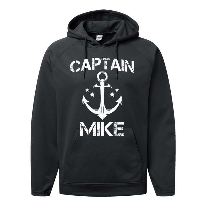 CAPTAIN MIKE Funny Birthday Personalized Name Boat Gift Performance Fleece Hoodie