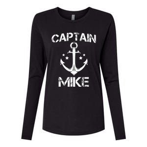 CAPTAIN MIKE Funny Birthday Personalized Name Boat Gift Womens Cotton Relaxed Long Sleeve T-Shirt