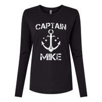 CAPTAIN MIKE Funny Birthday Personalized Name Boat Gift Womens Cotton Relaxed Long Sleeve T-Shirt