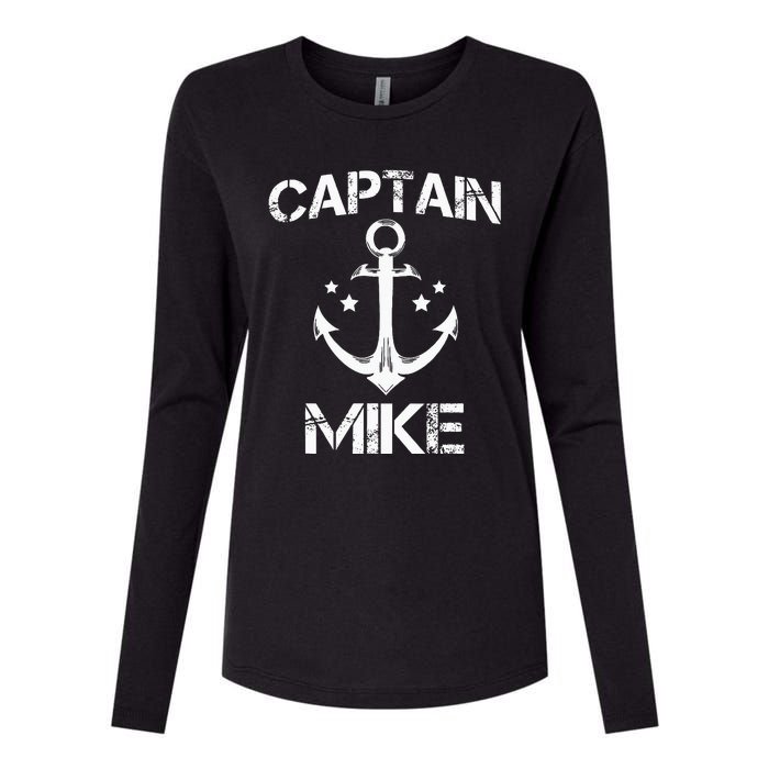 CAPTAIN MIKE Funny Birthday Personalized Name Boat Gift Womens Cotton Relaxed Long Sleeve T-Shirt