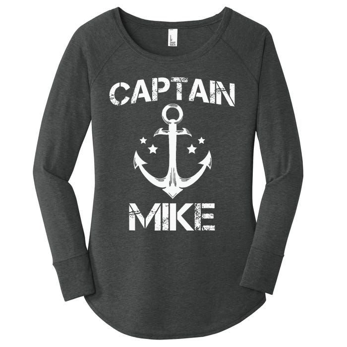 CAPTAIN MIKE Funny Birthday Personalized Name Boat Gift Women's Perfect Tri Tunic Long Sleeve Shirt