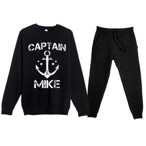 CAPTAIN MIKE Funny Birthday Personalized Name Boat Gift Premium Crewneck Sweatsuit Set