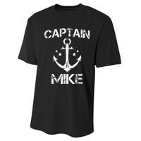 CAPTAIN MIKE Funny Birthday Personalized Name Boat Gift Performance Sprint T-Shirt