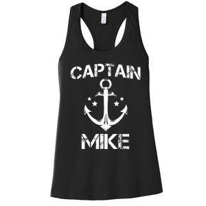 CAPTAIN MIKE Funny Birthday Personalized Name Boat Gift Women's Racerback Tank