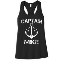 CAPTAIN MIKE Funny Birthday Personalized Name Boat Gift Women's Racerback Tank