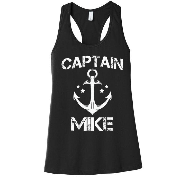 CAPTAIN MIKE Funny Birthday Personalized Name Boat Gift Women's Racerback Tank