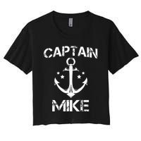 CAPTAIN MIKE Funny Birthday Personalized Name Boat Gift Women's Crop Top Tee