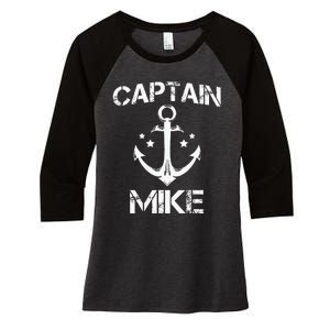 CAPTAIN MIKE Funny Birthday Personalized Name Boat Gift Women's Tri-Blend 3/4-Sleeve Raglan Shirt