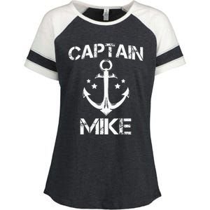 CAPTAIN MIKE Funny Birthday Personalized Name Boat Gift Enza Ladies Jersey Colorblock Tee