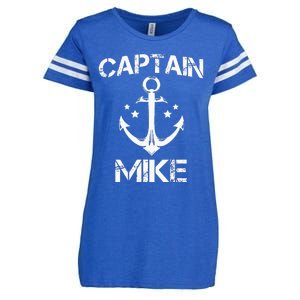 CAPTAIN MIKE Funny Birthday Personalized Name Boat Gift Enza Ladies Jersey Football T-Shirt