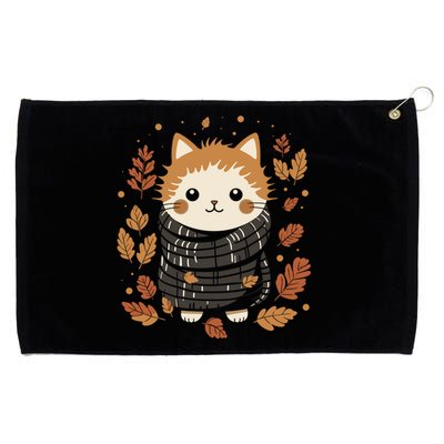 Cat Mom Fall Vibes Autumn Cozy Kitten Art Gift Grommeted Golf Towel