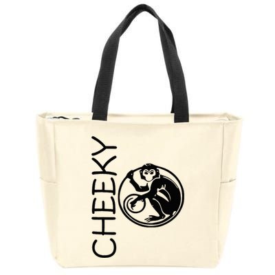 Cheeky Monkey Fun Primate Black Tattoo Art Zip Tote Bag
