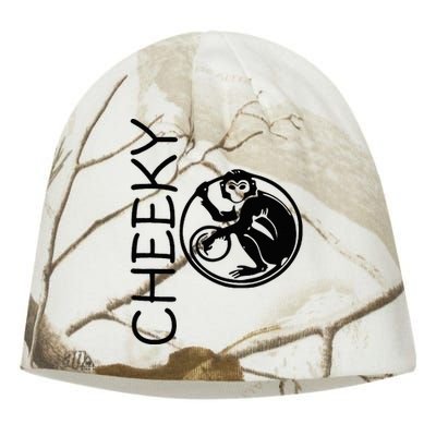 Cheeky Monkey Fun Primate Black Tattoo Art Kati - Camo Knit Beanie