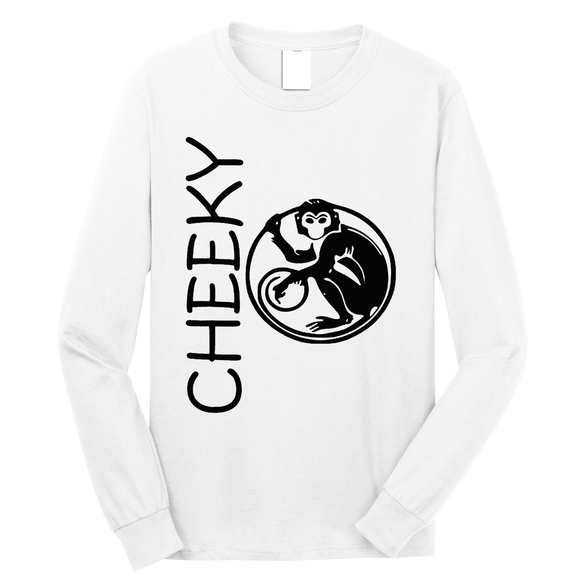 Cheeky Monkey Fun Primate Black Tattoo Art Long Sleeve Shirt