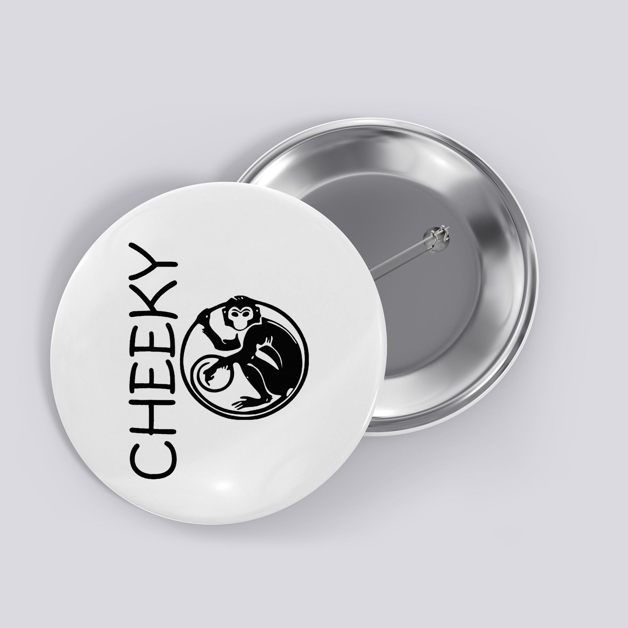 Cheeky Monkey Fun Primate Black Tattoo Art Button