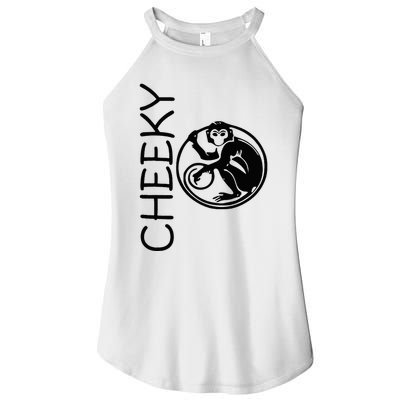 Cheeky Monkey Fun Primate Black Tattoo Art Women's Perfect Tri Rocker Tank
