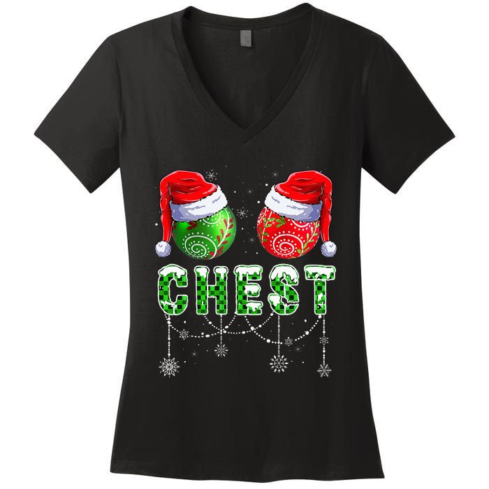 Chestnuts Matching Family Funny Chestnuts Christmas Couples Women's V-Neck T-Shirt