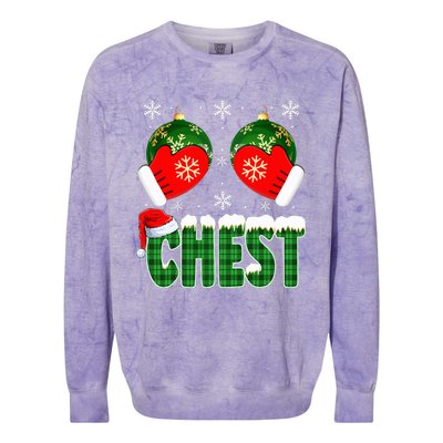 Chestnuts Matching Family Funny Chest Nuts Christmas Couples  Colorblast Crewneck Sweatshirt