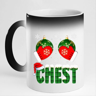 Chestnuts Matching Family Funny Chest Nuts Christmas Couples  11oz Black Color Changing Mug