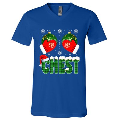 Chestnuts Matching Family Funny Chest Nuts Christmas Couples  V-Neck T-Shirt