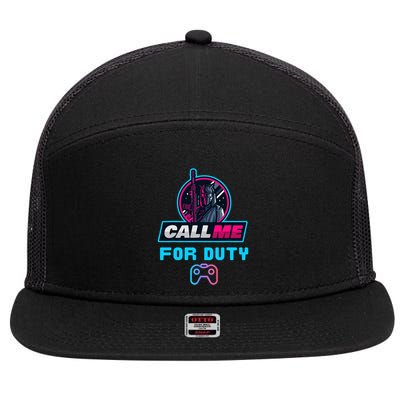 Call Me For Duty, Console Gaming Arcade Winning Mood 7 Panel Mesh Trucker Snapback Hat