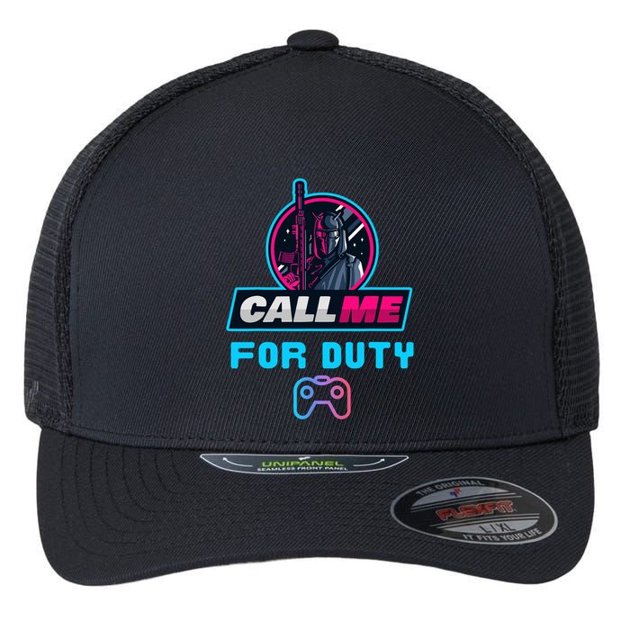 Call Me For Duty, Console Gaming Arcade Winning Mood Flexfit Unipanel Trucker Cap