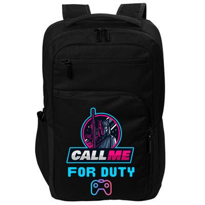 Call Me For Duty, Console Gaming Arcade Winning Mood Impact Tech Backpack
