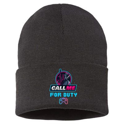 Call Me For Duty, Console Gaming Arcade Winning Mood Sustainable Knit Beanie